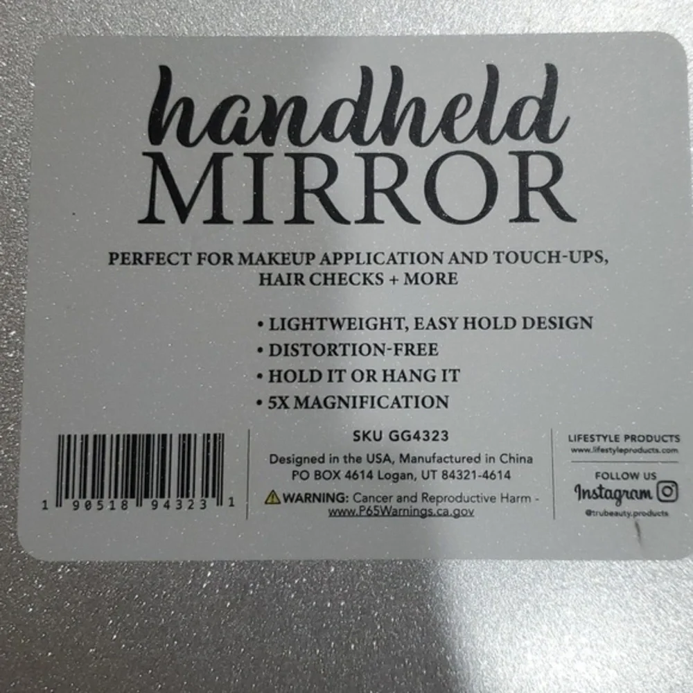 5X magnification Glitz Glam blinged crystal rhinestone hefty handheld mirror new